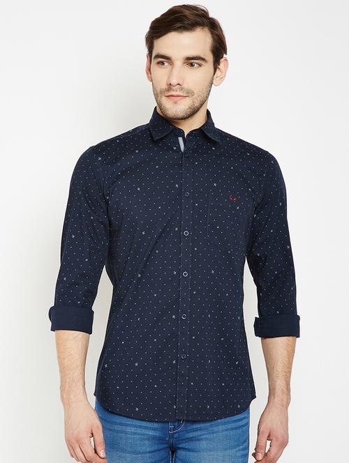 navy blue printed casual shirt - 15822777 - Very Small Image - 1