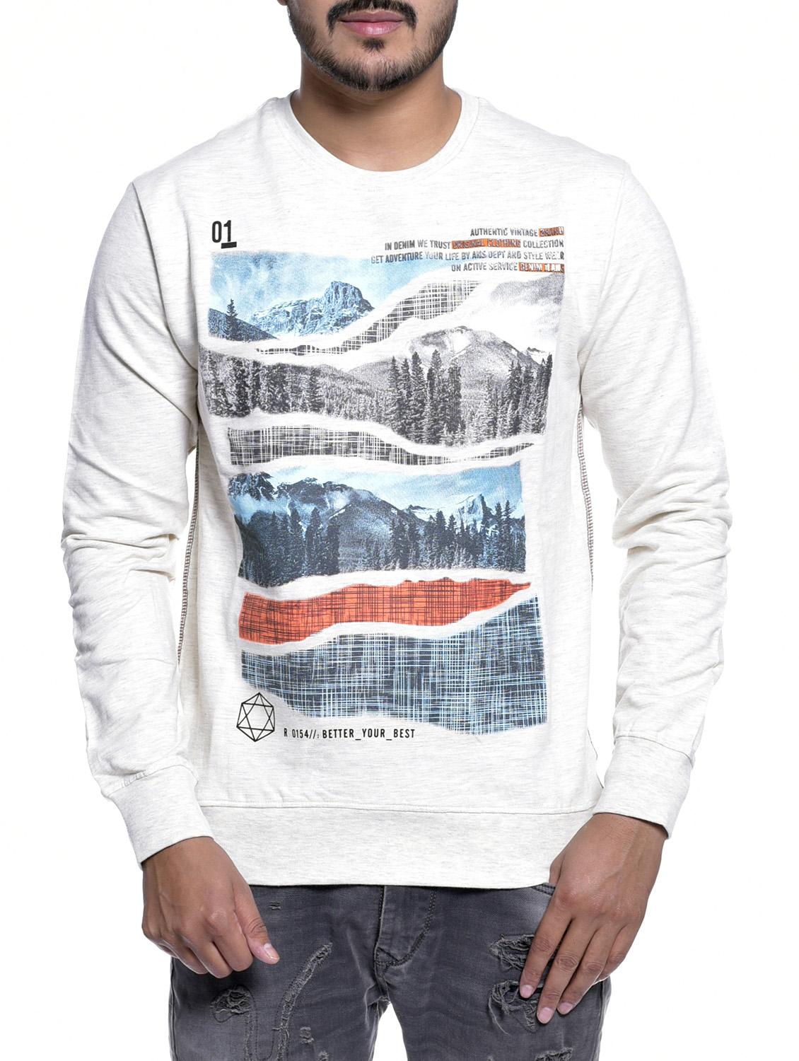 white viscose chest printed sweatshirt - 15823470 - Zoom Image - 1