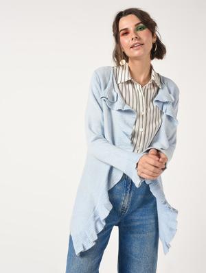 ruffle detail asymmetric shrug - 15823477 - Standard Image - 2