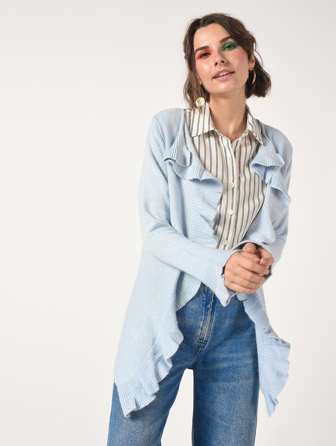 ruffle detail asymmetric shrug - 15823477 - Zoom Image - 2
