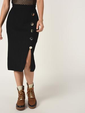 front slit button detail skirt - 15823479 - Standard Image - 2