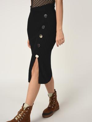 front slit button detail skirt - 15823479 - Standard Image - 3