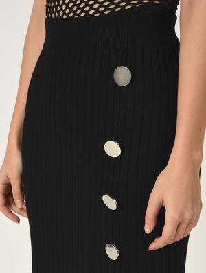 front slit button detail skirt - 15823479 - Standard Image - 5