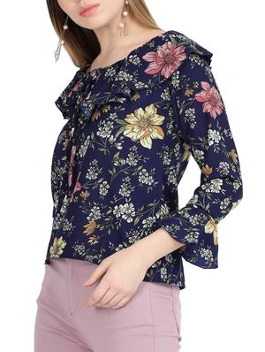 ruffle detail floral tie-up top - 15823547 - Standard Image - 2