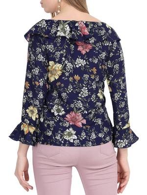 ruffle detail floral tie-up top - 15823547 - Standard Image - 3