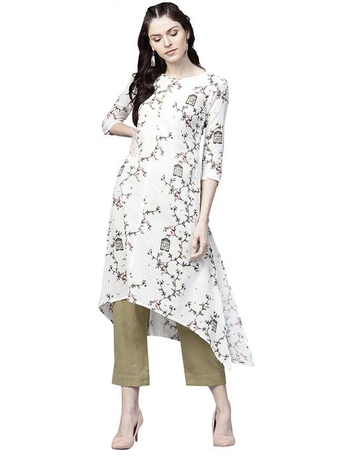 printed high-low kurta with palazzo set - 15823590 - Standard Image - 1