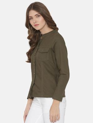 khaki green patch pocket detail shirt - 15824270 - Standard Image - 2