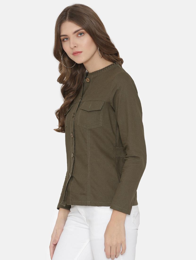 khaki green patch pocket detail shirt - 15824270 - Zoom Image - 2