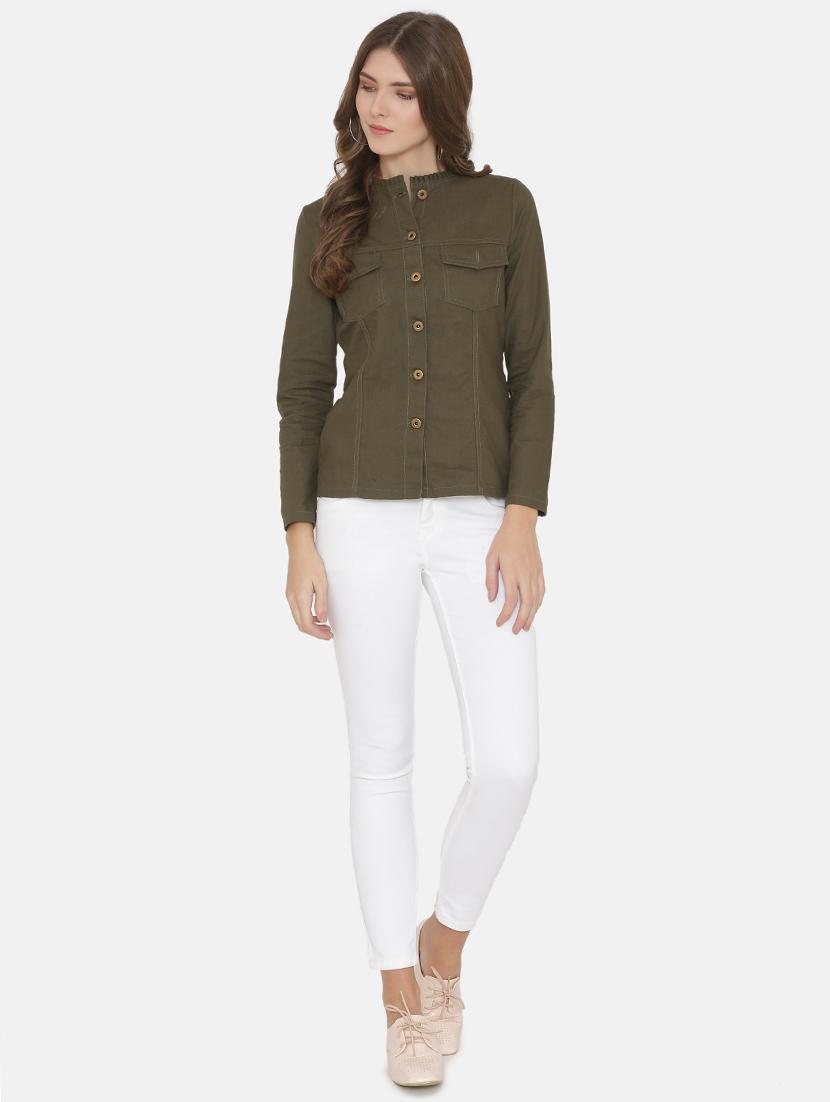 khaki green patch pocket detail shirt - 15824270 - Zoom Image - 4
