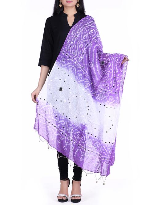 mirror work bandhani dupatta - 15824483 - Standard Image - 1