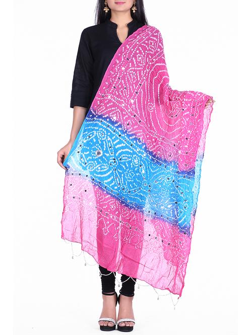 mirror work bandhani dupatta - 15824499 - Standard Image - 1