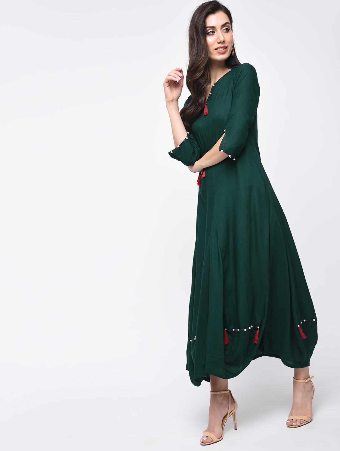 tassel detail flared kurta - 15825036 - Zoom Image - 1