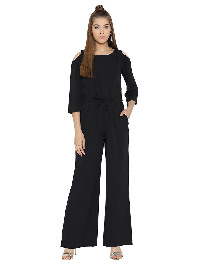 cold shoulder drawstring jumpsuit