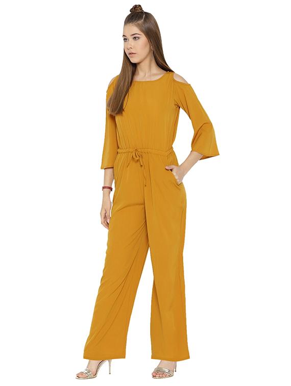 cold shoulder drawstring jumpsuit - 15825149 - Zoom Image - 2