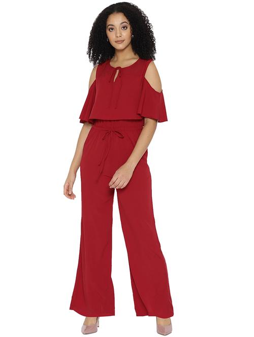 keyhole neck cold shoulder jumpsuit - 15825151 - Standard Image - 1