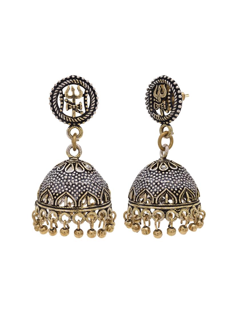 silver metal jhumka earring - 15826423 - Zoom Image - 2