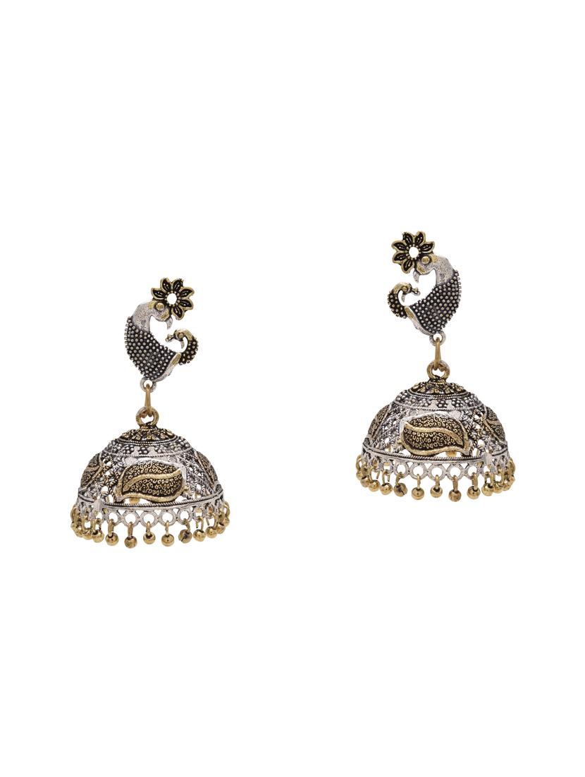 silver metal jhumka earring - 15826427 - Zoom Image - 1