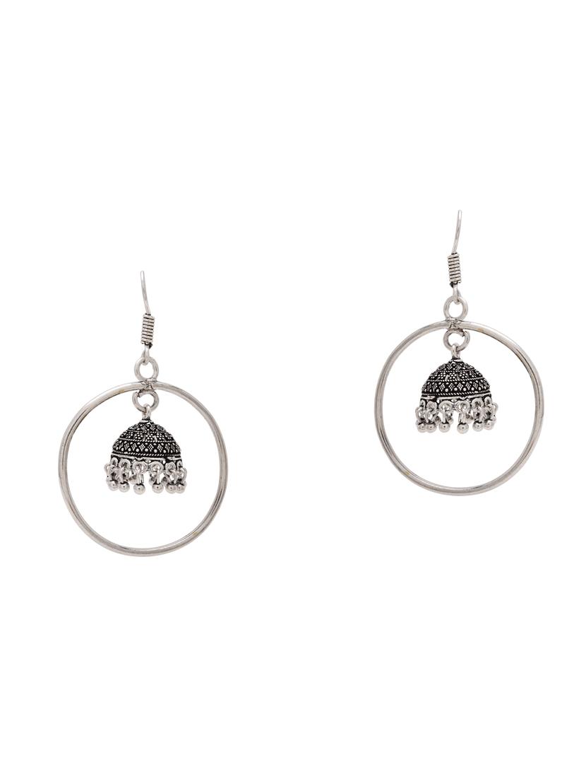 silver metal jhumka earring - 15826438 - Zoom Image - 1
