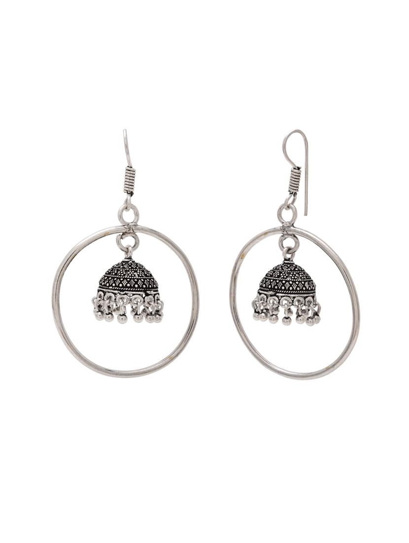 silver metal jhumka earring - 15826438 - Zoom Image - 2