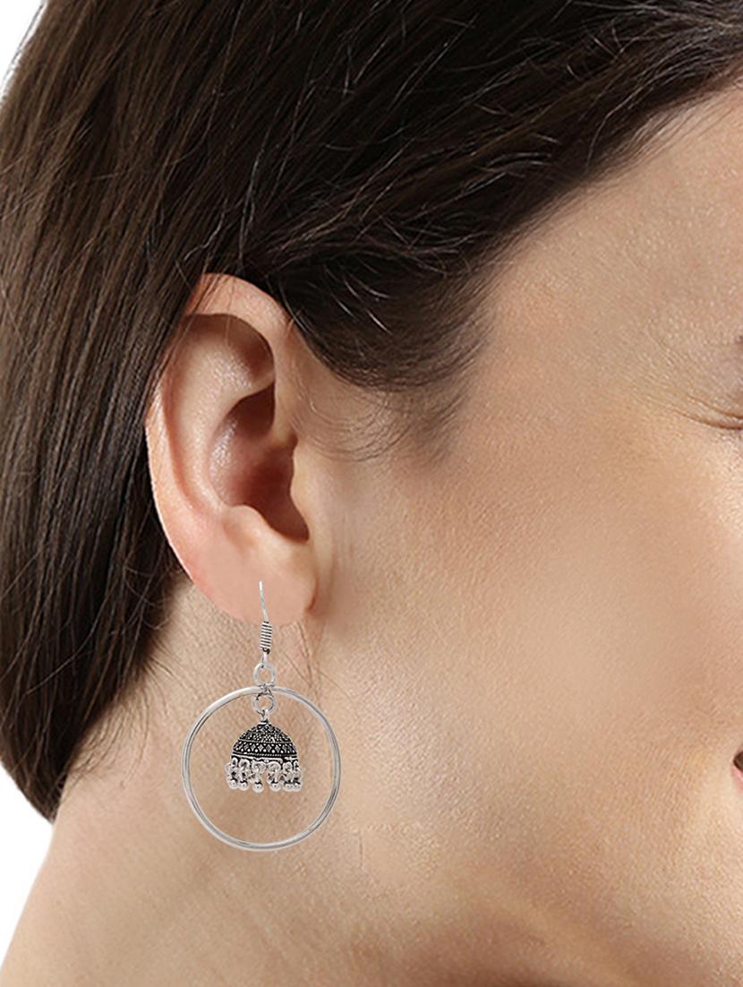silver metal jhumka earring - 15826438 - Zoom Image - 3