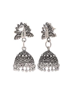 silver metal jhumka earring - 15826443 - Standard Image - 2