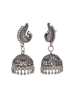 silver metal jhumka earring - 15826445 - Standard Image - 2