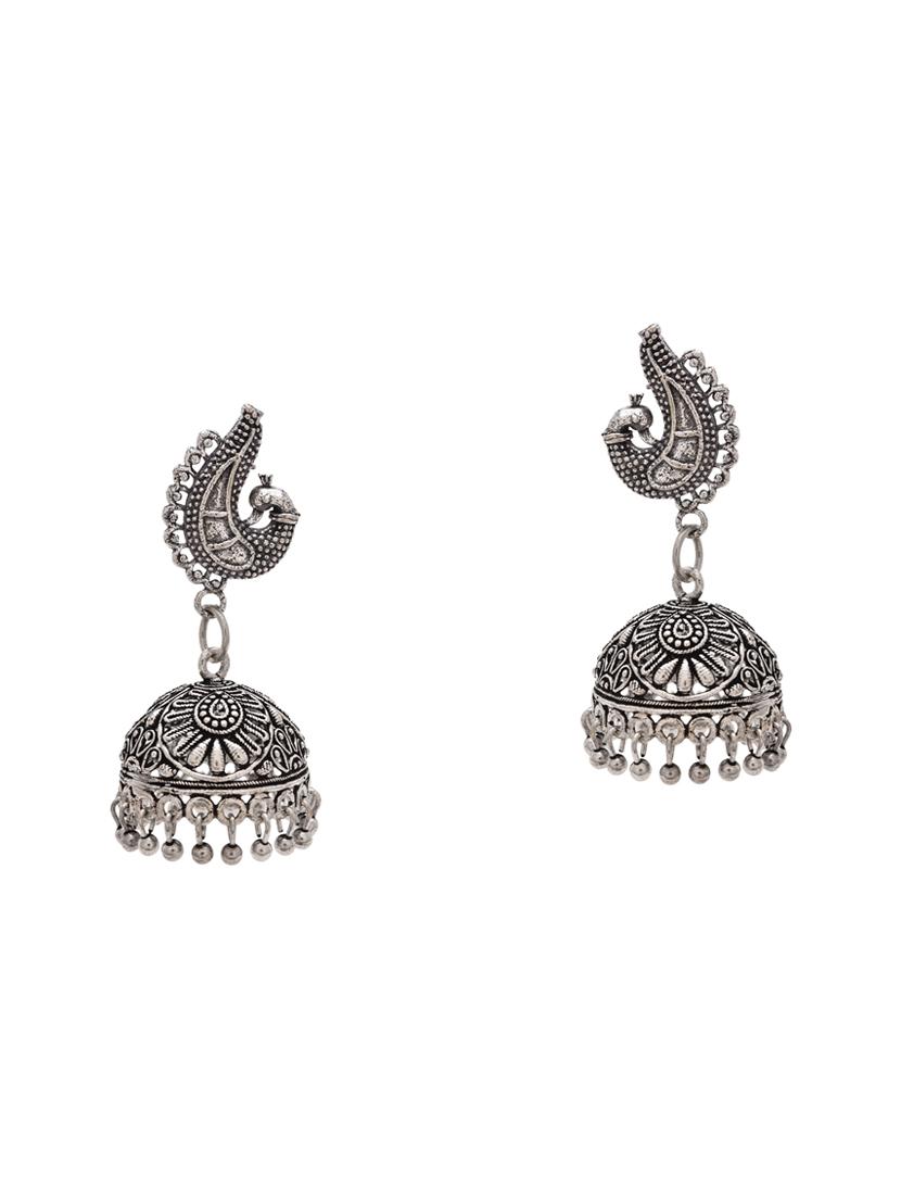 silver metal jhumka earring - 15826445 - Zoom Image - 1