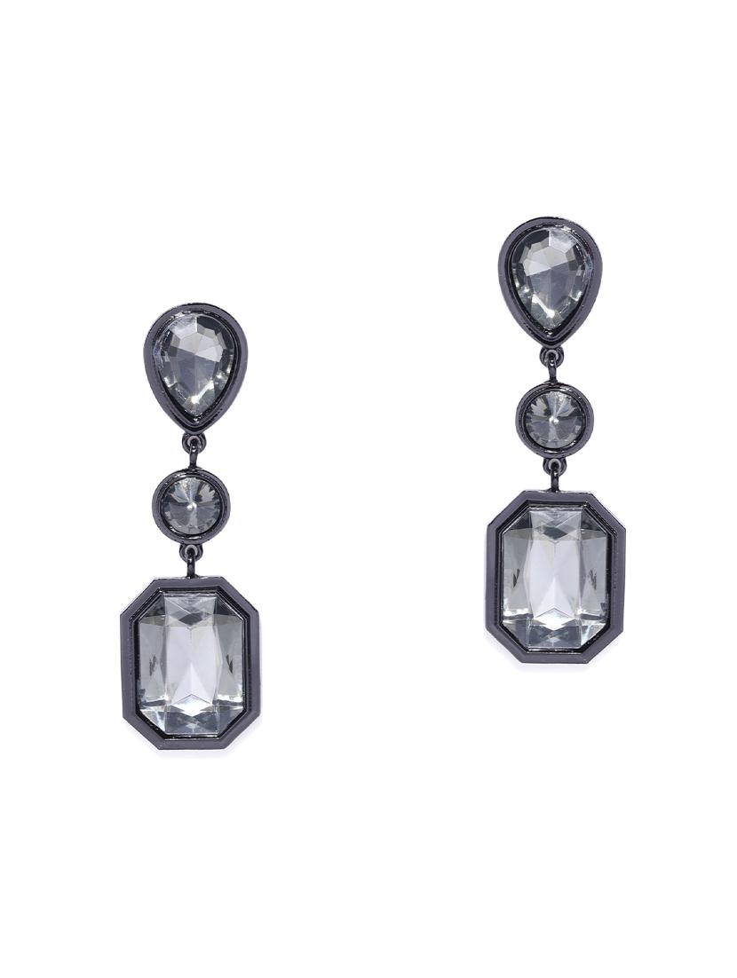 black silver plated drop earring - 15826874 - Zoom Image - 1