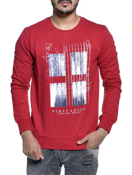 red viscose chest print sweatshirt - 15826921 - Standard Image - 1