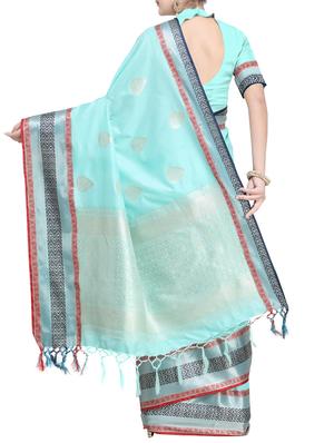ethnic motif self design banarasi saree with blouse - 15827328 - Standard Image - 2