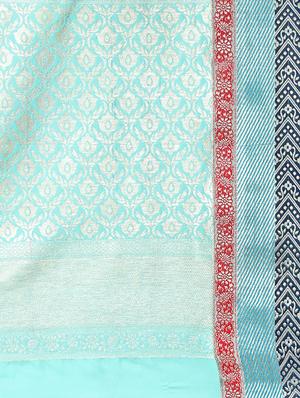 ethnic motif self design banarasi saree with blouse - 15827328 - Standard Image - 4