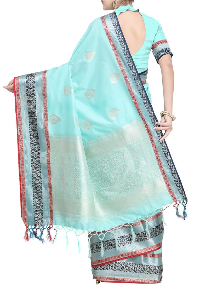 ethnic motif self design banarasi saree with blouse - 15827328 - Zoom Image - 2
