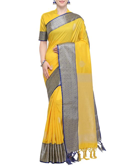 ethnic motif self design banarasi saree with blouse - 15827331 - Standard Image - 1