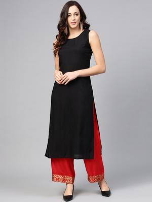 solid straight kurta - 15827708 - Standard Image - 4