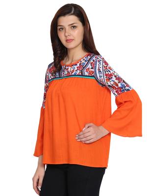 bell sleeved botanical print top - 15827771 - Standard Image - 2