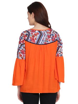 bell sleeved botanical print top - 15827771 - Standard Image - 3