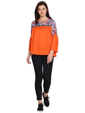 bell sleeved botanical print top - 15827771 - Standard Image - 4