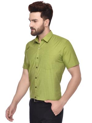 olive green self design casual shirt - 15829396 - Standard Image - 2
