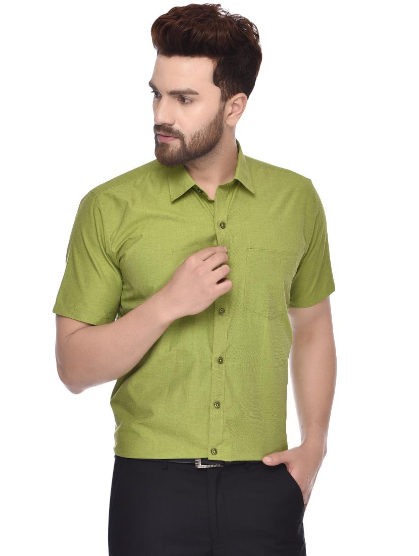 olive green self design casual shirt - 15829396 - Zoom Image - 1