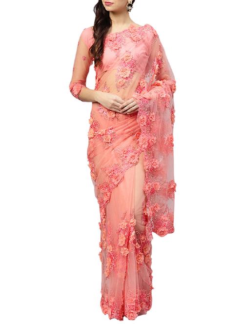 floral embroidered saree with blouse - 15830187 - Very Small Image - 1