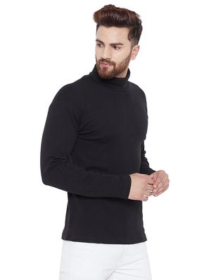 solid black turtle neck t-shirt - 15831015 - Standard Image - 2