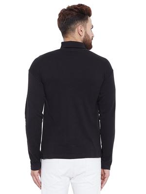 solid black turtle neck t-shirt - 15831015 - Standard Image - 3