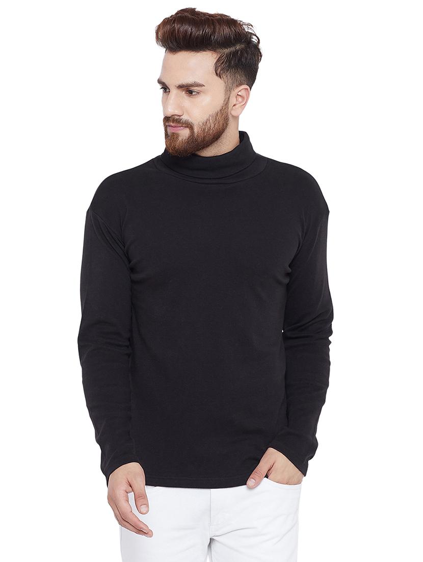 solid black turtle neck t-shirt - 15831015 - Zoom Image - 1