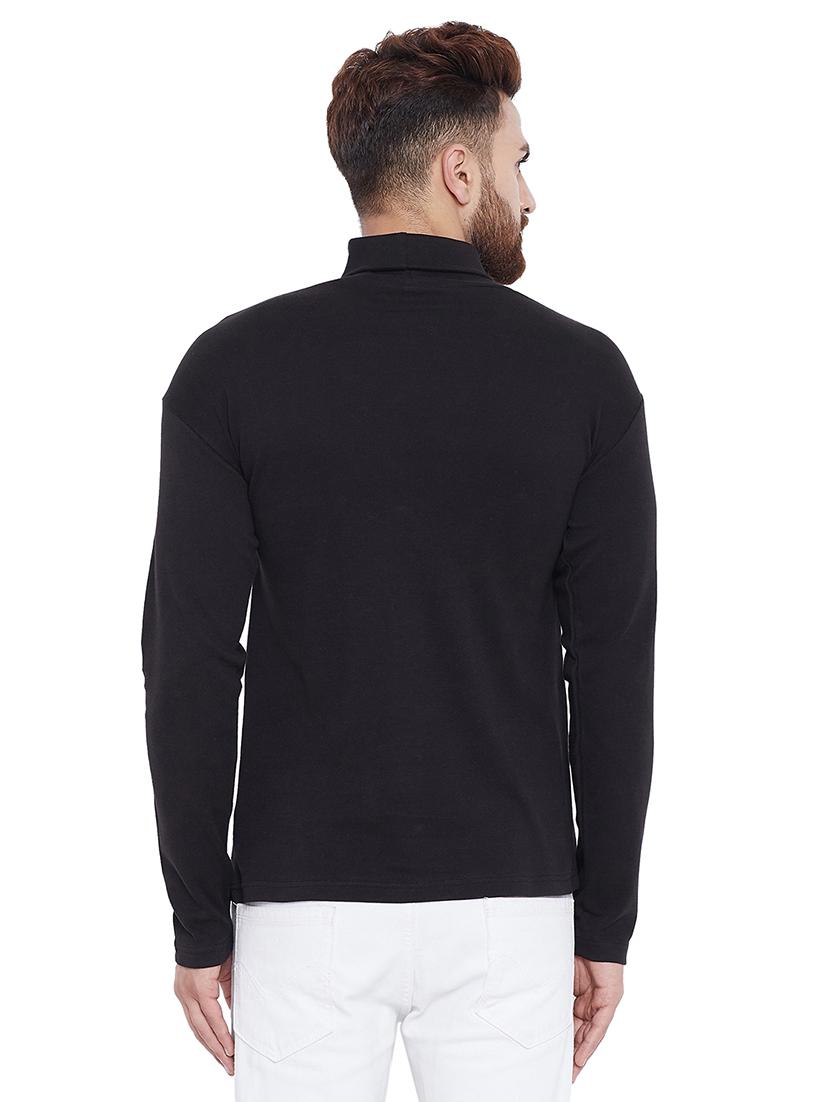 solid black turtle neck t-shirt - 15831015 - Zoom Image - 3