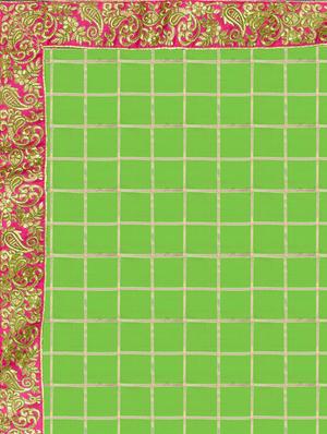 checkered embroidered border parrot green saree with blouse - 15831087 - Standard Image - 4