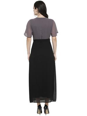 surplice neck side slit belted dress - 15831636 - Standard Image - 3