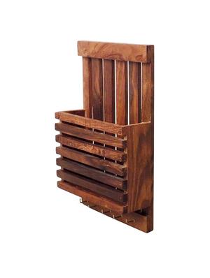 desi karigar beautiful wooden wall rack with 5 key holder size (lxbxh-9x3x11) inch - 15831762 - Standard Image - 3