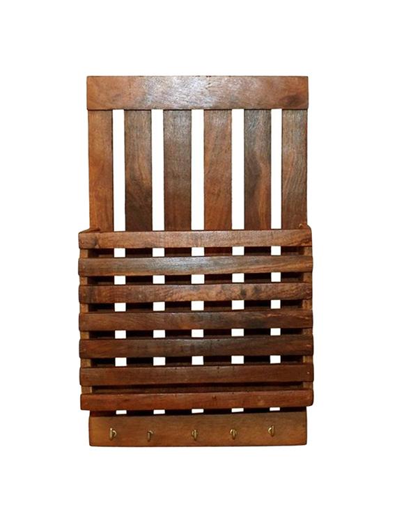 desi karigar beautiful wooden wall rack with 5 key holder size (lxbxh-9x3x11) inch - 15831762 - Zoom Image - 2