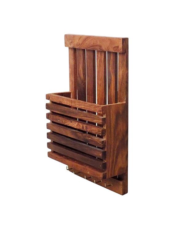 desi karigar beautiful wooden wall rack with 5 key holder size (lxbxh-9x3x11) inch - 15831762 - Zoom Image - 3