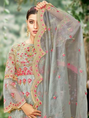 embroidered unstitched kalidaar suit - 15831795 - Standard Image - 2